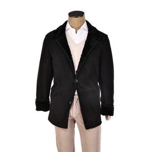 Hettabretz Black Suede Textured Shearling Overcoat